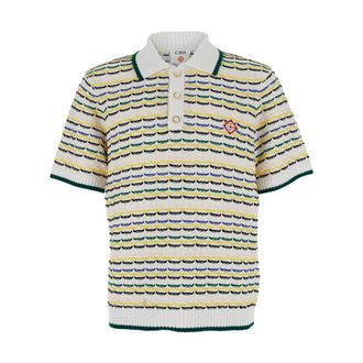 Casablanca Tops, Heren, Wit, XL, Katoen, Gestreept poloshirt