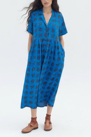 Ace & Jig Sabine Button Front Collared Midi Dress in Azure at Nordstrom, Size Xx-Small