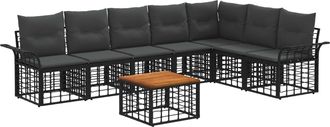 vidaXL Conjunto De Sof&aacute;s De Exterior 8 Uds. Negro Y Gris Oscuro Vidaxl