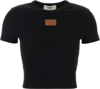 Fendi Tops, Dames, Zwart, L, Katoen, Roma Knit Top