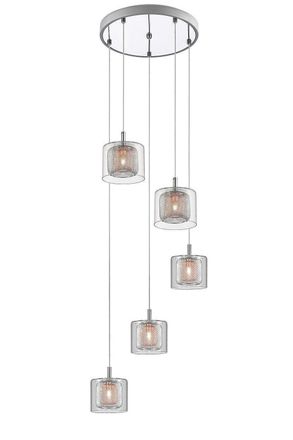 Netlighting Laure 5 Light Chrome Spiral Light Cluster Pendant Ceiling Light in Grey