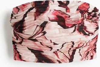 H&M Cropped Bandeau Top in Light Pink/floral at Nordstrom, Size X-Large