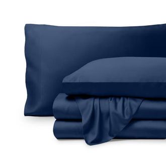 Bare Home Cooling Rayon Sheet Set in Dark Blue at Nordstrom, Size Queen