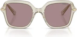 Swarovski 50mm Small Irregular Sunglasses in Transparent Beige /Violet at Nordstrom