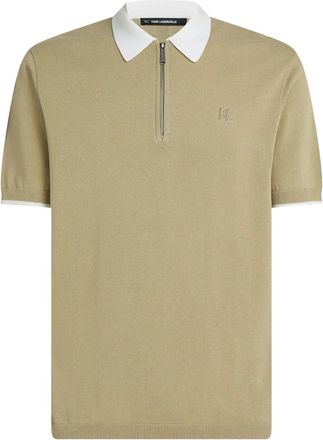 Karl Lagerfeld Polo con mezza zip e colletto a contrasto - Toni neutri
