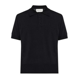 Ami Polo Shirts, male, Black, Size: 2XL Knit Short Sleeves Polo