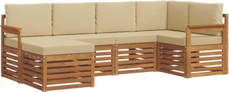 vidaXL Conjunto De Sof&aacute;s De Exterior 6 Uds. Natural Y Beige Poli&eacute;ster Vidaxl