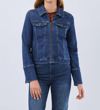 FDJ Denim Zip Front Jacket In Dark Blue