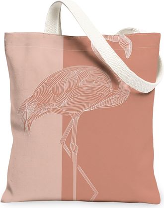 Generic Tropical Bird Canvas Tote Bag, Stylish Minimalistic Reusable Grocery Bags, Summer Chic Lightweight Washable Shoulder Strap, Peach, 13x15 Inch