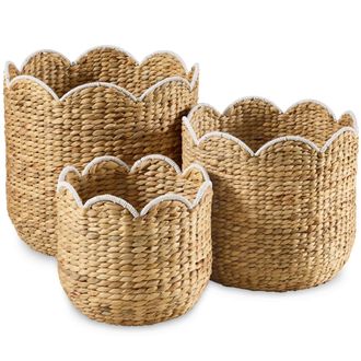Best Choice Products Scalloped 3PC Water Hyacinth Nesting Baskets