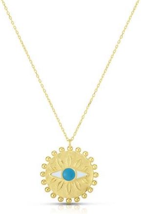 Sphera Milano 14K Gold Plated Evil Eye Pendant Necklace at Nordstrom Rack