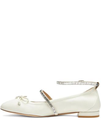 Stuart Weitzman crystal-embellished bow flats - Neutrals