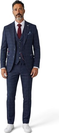 TruClothing Marineblauw tweed driedelig pak van wolmix voor heren - TP-32