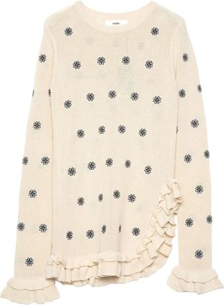 Muller Of Yoshiokubo floral ruffled top - Neutrals