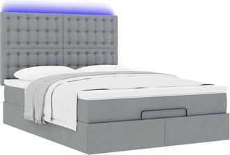 vidaXL Vidaxl - Estructura Cama Otomana Con Colch&oacute;n Tela Gris Claro 140x190 Cm