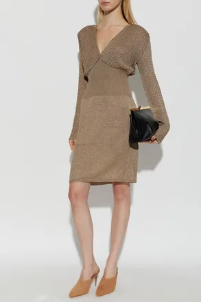 Akep Dress With Lurex Thread, Womens, Beige