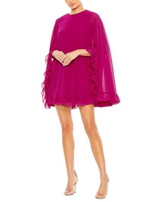 Mac Duggal High Neck Ruffle Hem Cape Mini Dress