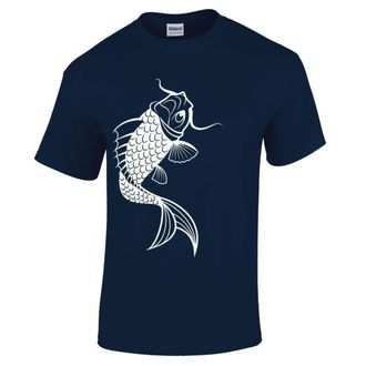 Bang Tidy Clothing Mens Koi Carp 3 Fishing Tackle Angling Tattoo Gift T Shirt Navy Blue XL