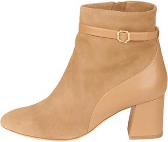 Malone Souliers Beige Su&egrave;de Kloe Enkellaarzen - Dames - Laarzen met Hak - Beige - 40 1/2 EU - Su&egrave;de - Schoenen