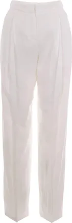 Elisabetta Franchi Tailored Long Pants in Optical Fabric with Front Pleats and Flap Pockets
