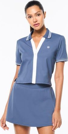 Sergio Tacchini Idalia Cropped Polo in Blue Indigo at Nordstrom, Size X-Small