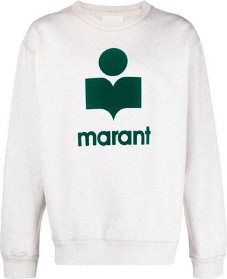 Isabel Marant Mikoy flocked-logo sweatshirt - men - Organic Cotton/Polyamide/Recycled Polyester/Cotton - L - Grey