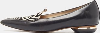 Nicholas Kirkwood Black/white Leather Beya Zigzag Pointed Toe Ballet Flats