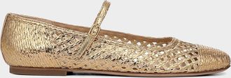 Veronica Beard Ellie Metallic Raffia Ballerina Flats