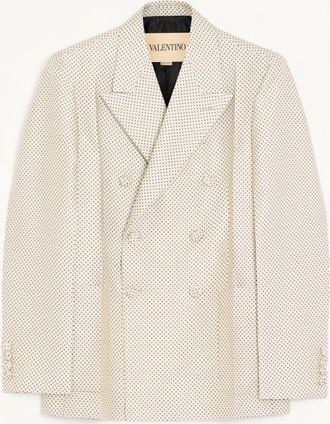 Valentino Valentino Double-Breasted Silk Jacket With Plusdepois Jacquard Pattern And Pressed Crease
