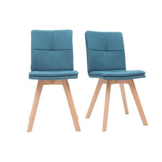 Miliboo Miliboo - Silla Escandinava Tejido Azul Patas Madera Clara Lote De 2 Thea