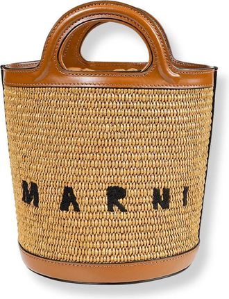 Marni Tropicalia Small Bucket Bag - Dames - Tassen - Bruin - Maat: ONE Size Katoen