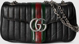 Gucci Jetset GG Marmont Medium Shoulder Bag, Black, Leather