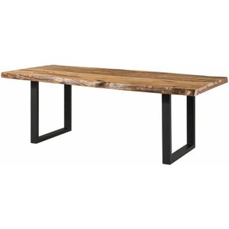 Massivmoebel24 FREEFORM 5 tavolo da pranzo in legno di sheesham - sabbiato natur / gambe in ferro U antracite matt 220x100
