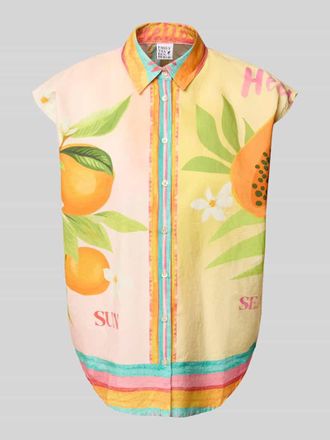 Emily van den Bergh Regular Fit Blusentop mit Hemdblusenkragen in GELB, Größe 36