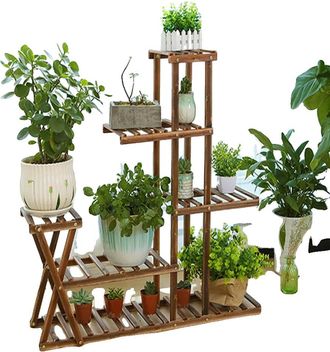 OEM Soporte Para Plantas De 5 Niveles, 95 Cm X 25 Cm X 95 Cm, Fabricado En Madera, Requiere Montaje, Apto Para Uso Interior Y Exterior