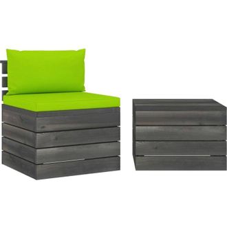 vidaXL Muebles De Jard&iacute;n De Palets 2 Piezas Cojines Madera Maciza Pino Vidaxl