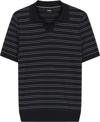 HUGO BOSS Gestreepte Katoenmix Polo - Heren - Polos - Blauw - S - Katoen - Tops