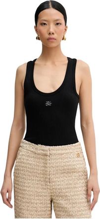 Karl Lagerfeld Tops, Dames, Zwart, XL, Katoen, K/Autograph Ribbed Tank Top