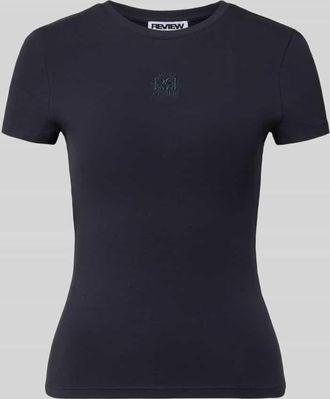 Review Slim Fit T-Shirt mit Logo-Stitching Modell Downtown in Dunkelblau, Gr&ouml;&szlig;e XL