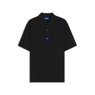 HUGO BOSS Cotton-piqu&eacute; polo shirt with blue logo badge