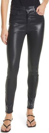 L'agence Marguerite Coated High Waist Skinny Jeans in Black Coated at Nordstrom, Size 28