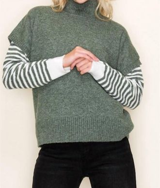 Staccato Shaw Sage Mock Neck Top In Green