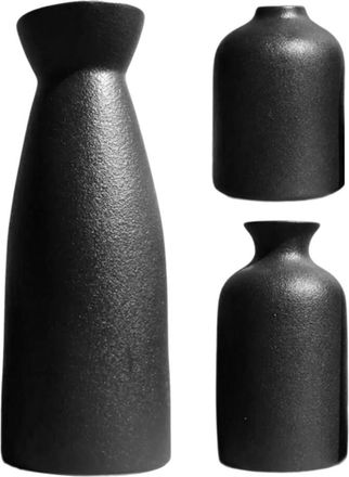 OEM Juego De 3 Jarrones De Cer&aacute;mica Para Decoraci&oacute;n Del Hogar - Negro