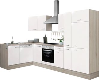 Optifit Küchenzeile »Faro« Stellbreite 300x175 cm, wahlweise mit E-Geräten,mit Apothekerschr