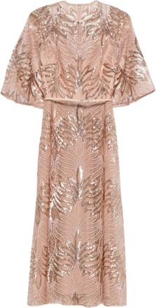 Elie Saab sequin-embellished midi dress - women - Silk/Polyester/Silk - 38 - Pink