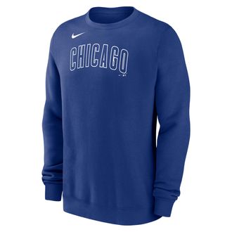 Nike Chicago Cubs Wordmark Nike Mens MLB Pullover Crew in Blue | NKPV4EWEJ-M4Z
