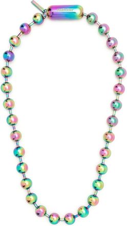 AMBUSH iridescent-effect ball chain necklace - unisex - Brass - One Size - Green