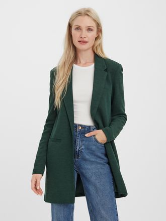Vero Moda Jerseyblazer VERO MODA VMVERINA LS LONG BLAZER, Damen, Gr. 36, gr&uuml;n (pine grove), Jersey, Obermaterial: 80% Polyester, 20% Viskose, unifarben, figurum