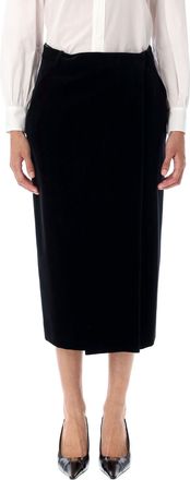Saint Laurent Womens Wrap Skirt In Velvet - Black Cotton - Size EU 40 (Womens)