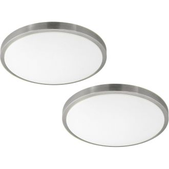 Loops 2 PACK Wall Flush Ceiling Light White Shade White Satined Nickel Plastic LED 24W in Metallics